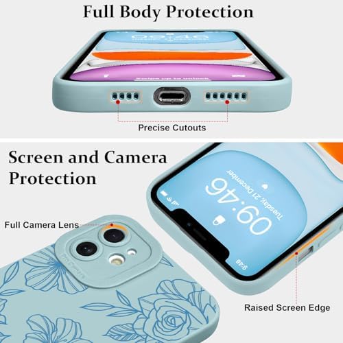 LSL Funda para iPhone 13, diseño de flores moradas, diseño de estampado de flores, TPU suave, lente de cámara completa, anti-caídas, antiarañazos, a prueba de golpes, funda protectora delgada para