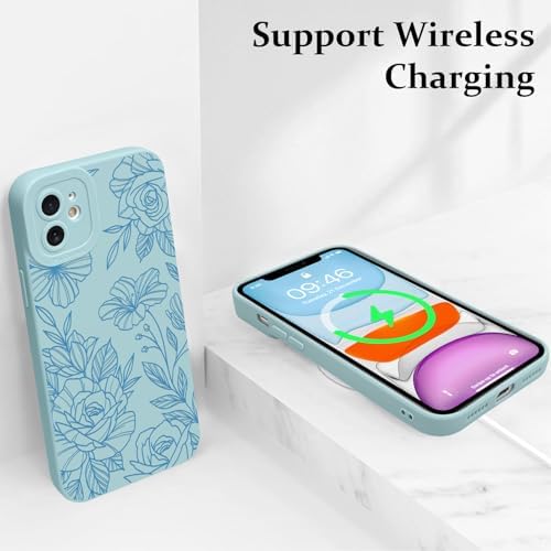 LSL Funda para iPhone 13, diseño de flores moradas, diseño de estampado de flores, TPU suave, lente de cámara completa, anti-caídas, antiarañazos, a prueba de golpes, funda protectora delgada para