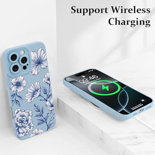 LSL Funda para iPhone 13, diseño de flores moradas, diseño de estampado de flores, TPU suave, lente de cámara completa, anti-caídas, antiarañazos, a prueba de golpes, funda protectora delgada para