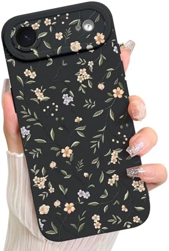 LSL Funda para iPhone 13, diseño de flores moradas, diseño de estampado de flores, TPU suave, lente de cámara completa, anti-caídas, antiarañazos, a prueba de golpes, funda protectora delgada para