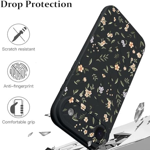 LSL Funda para iPhone 13, diseño de flores moradas, diseño de estampado de flores, TPU suave, lente de cámara completa, anti-caídas, antiarañazos, a prueba de golpes, funda protectora delgada para