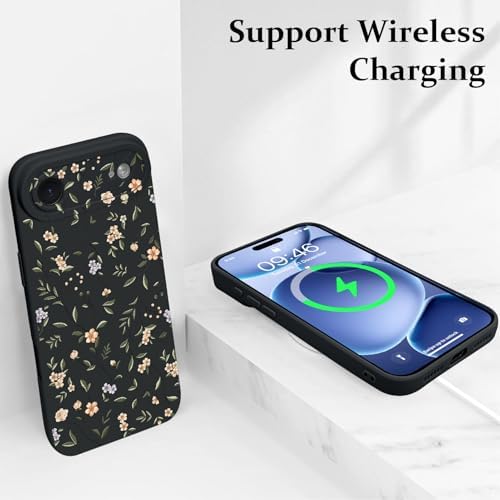 LSL Funda para iPhone 13, diseño de flores moradas, diseño de estampado de flores, TPU suave, lente de cámara completa, anti-caídas, antiarañazos, a prueba de golpes, funda protectora delgada para