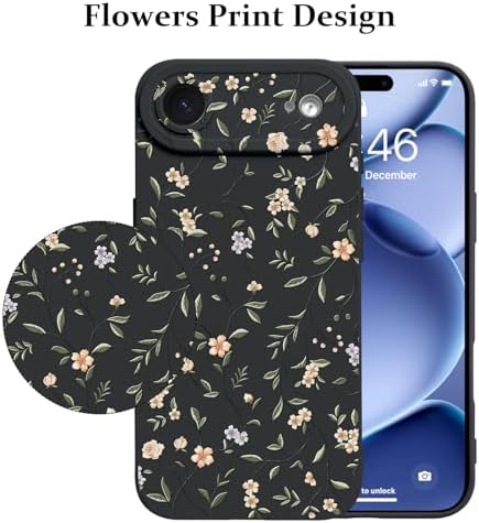 LSL Funda para iPhone 13, diseño de flores moradas, diseño de estampado de flores, TPU suave, lente de cámara completa, anti-caídas, antiarañazos, a prueba de golpes, funda protectora delgada para