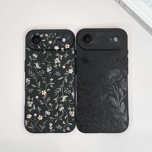 LSL Funda para iPhone 13, diseño de flores moradas, diseño de estampado de flores, TPU suave, lente de cámara completa, anti-caídas, antiarañazos, a prueba de golpes, funda protectora delgada para