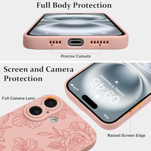LSL Funda para iPhone 13, diseño de flores moradas, diseño de estampado de flores, TPU suave, lente de cámara completa, anti-caídas, antiarañazos, a prueba de golpes, funda protectora delgada para