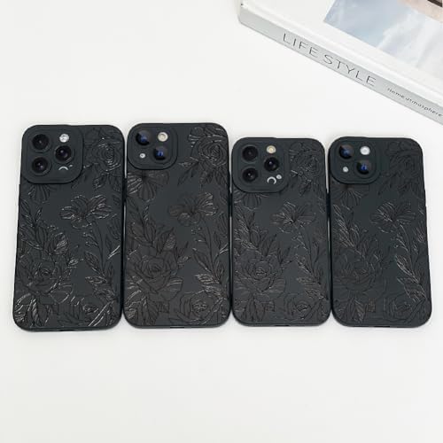 LSL Funda para iPhone 13, diseño de flores moradas, diseño de estampado de flores, TPU suave, lente de cámara completa, anti-caídas, antiarañazos, a prueba de golpes, funda protectora delgada para