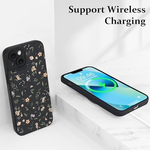 LSL Funda para iPhone 13, diseño de flores moradas, diseño de estampado de flores, TPU suave, lente de cámara completa, anti-caídas, antiarañazos, a prueba de golpes, funda protectora delgada para
