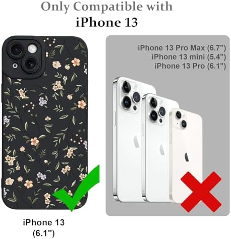 LSL Funda para iPhone 13, diseño de flores moradas, diseño de estampado de flores, TPU suave, lente de cámara completa, anti-caídas, antiarañazos, a prueba de golpes, funda protectora delgada para