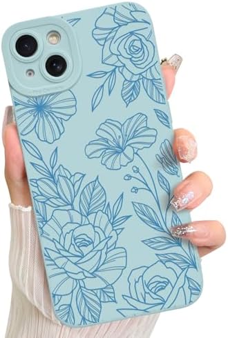 LSL Funda para iPhone 13, diseño de flores moradas, diseño de estampado de flores, TPU suave, lente de cámara completa, anti-caídas, antiarañazos, a prueba de golpes, funda protectora delgada para