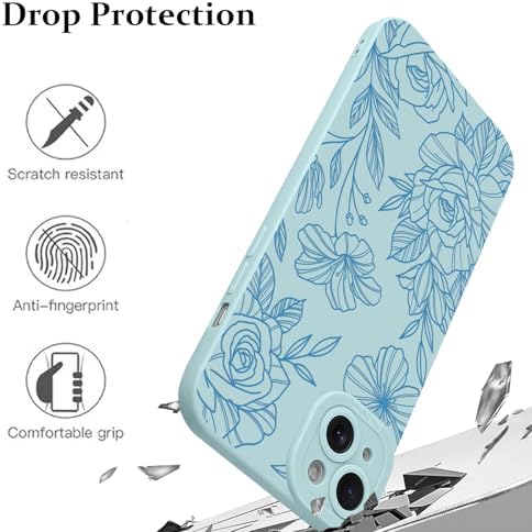 LSL Funda para iPhone 13, diseño de flores moradas, diseño de estampado de flores, TPU suave, lente de cámara completa, anti-caídas, antiarañazos, a prueba de golpes, funda protectora delgada para