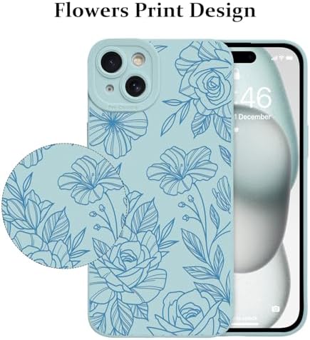 LSL Funda para iPhone 13, diseño de flores moradas, diseño de estampado de flores, TPU suave, lente de cámara completa, anti-caídas, antiarañazos, a prueba de golpes, funda protectora delgada para