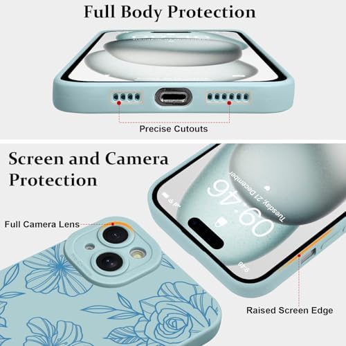 LSL Funda para iPhone 13, diseño de flores moradas, diseño de estampado de flores, TPU suave, lente de cámara completa, anti-caídas, antiarañazos, a prueba de golpes, funda protectora delgada para
