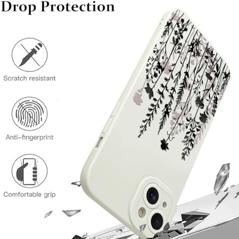 LSL Funda para iPhone 13, diseño de flores moradas, diseño de estampado de flores, TPU suave, lente de cámara completa, anti-caídas, antiarañazos, a prueba de golpes, funda protectora delgada para