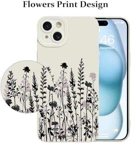 LSL Funda para iPhone 13, diseño de flores moradas, diseño de estampado de flores, TPU suave, lente de cámara completa, anti-caídas, antiarañazos, a prueba de golpes, funda protectora delgada para