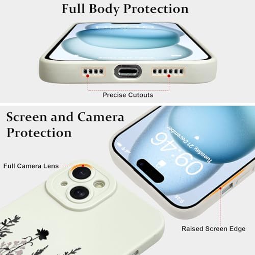 LSL Funda para iPhone 13, diseño de flores moradas, diseño de estampado de flores, TPU suave, lente de cámara completa, anti-caídas, antiarañazos, a prueba de golpes, funda protectora delgada para
