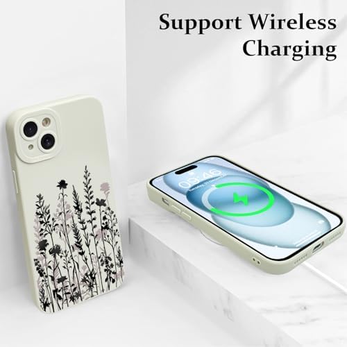 LSL Funda para iPhone 13, diseño de flores moradas, diseño de estampado de flores, TPU suave, lente de cámara completa, anti-caídas, antiarañazos, a prueba de golpes, funda protectora delgada para