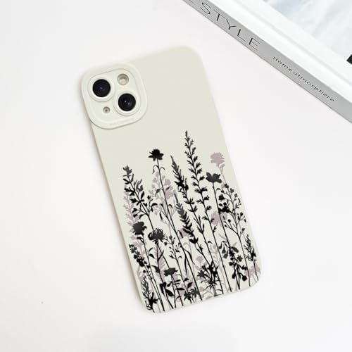 LSL Funda para iPhone 13, diseño de flores moradas, diseño de estampado de flores, TPU suave, lente de cámara completa, anti-caídas, antiarañazos, a prueba de golpes, funda protectora delgada para