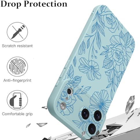 LSL Funda para iPhone 13, diseño de flores moradas, diseño de estampado de flores, TPU suave, lente de cámara completa, anti-caídas, antiarañazos, a prueba de golpes, funda protectora delgada para