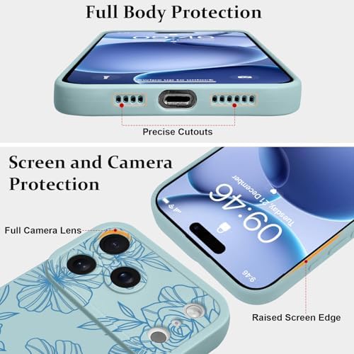LSL Funda para iPhone 13, diseño de flores moradas, diseño de estampado de flores, TPU suave, lente de cámara completa, anti-caídas, antiarañazos, a prueba de golpes, funda protectora delgada para