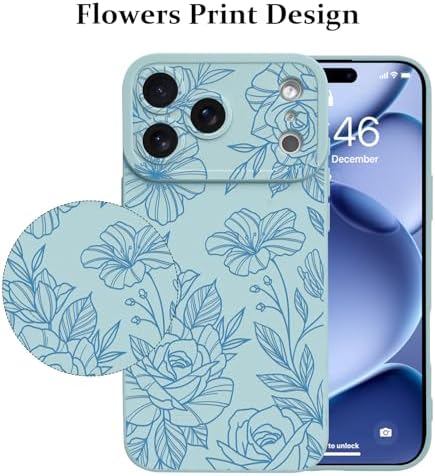 LSL Funda para iPhone 13, diseño de flores moradas, diseño de estampado de flores, TPU suave, lente de cámara completa, anti-caídas, antiarañazos, a prueba de golpes, funda protectora delgada para