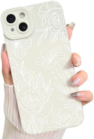LSL Funda para iPhone 13, diseño de flores moradas, diseño de estampado de flores, TPU suave, lente de cámara completa, anti-caídas, antiarañazos, a prueba de golpes, funda protectora delgada para