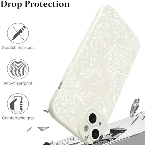 LSL Funda para iPhone 13, diseño de flores moradas, diseño de estampado de flores, TPU suave, lente de cámara completa, anti-caídas, antiarañazos, a prueba de golpes, funda protectora delgada para