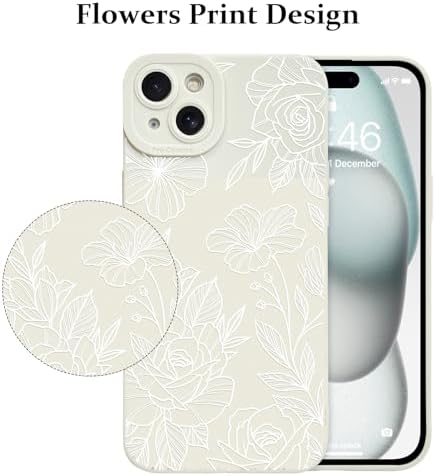 LSL Funda para iPhone 13, diseño de flores moradas, diseño de estampado de flores, TPU suave, lente de cámara completa, anti-caídas, antiarañazos, a prueba de golpes, funda protectora delgada para