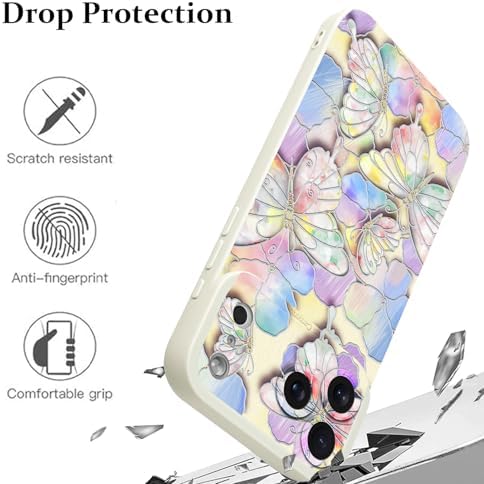 LSL Funda para iPhone 13, diseño de flores moradas, diseño de estampado de flores, TPU suave, lente de cámara completa, anti-caídas, antiarañazos, a prueba de golpes, funda protectora delgada para