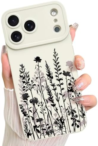 LSL Funda para iPhone 13, diseño de flores moradas, diseño de estampado de flores, TPU suave, lente de cámara completa, anti-caídas, antiarañazos, a prueba de golpes, funda protectora delgada para