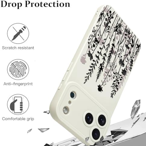 LSL Funda para iPhone 13, diseño de flores moradas, diseño de estampado de flores, TPU suave, lente de cámara completa, anti-caídas, antiarañazos, a prueba de golpes, funda protectora delgada para