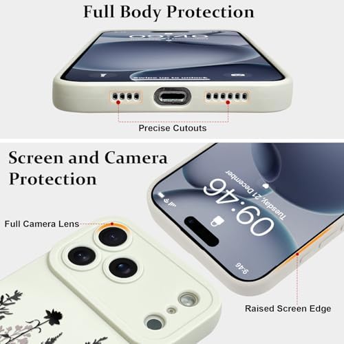 LSL Funda para iPhone 13, diseño de flores moradas, diseño de estampado de flores, TPU suave, lente de cámara completa, anti-caídas, antiarañazos, a prueba de golpes, funda protectora delgada para