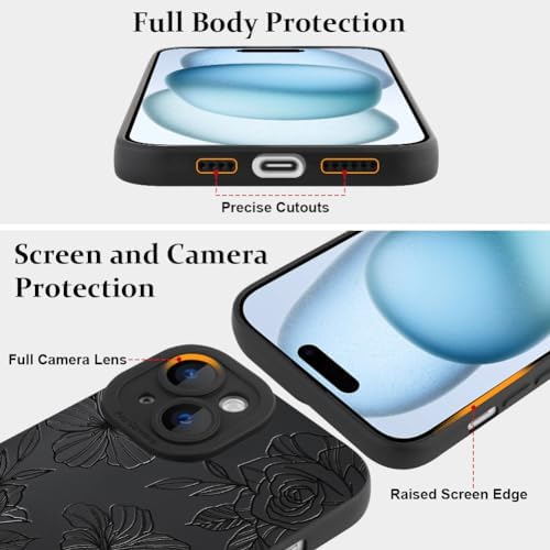 LSL Funda para iPhone 13, diseño de flores moradas, diseño de estampado de flores, TPU suave, lente de cámara completa, anti-caídas, antiarañazos, a prueba de golpes, funda protectora delgada para