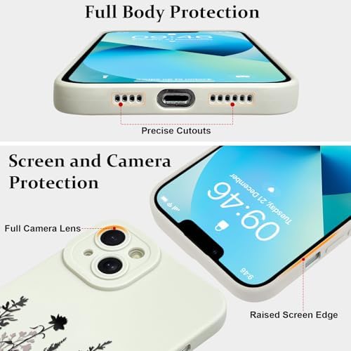 LSL Funda para iPhone 13, diseño de flores moradas, diseño de estampado de flores, TPU suave, lente de cámara completa, anti-caídas, antiarañazos, a prueba de golpes, funda protectora delgada para
