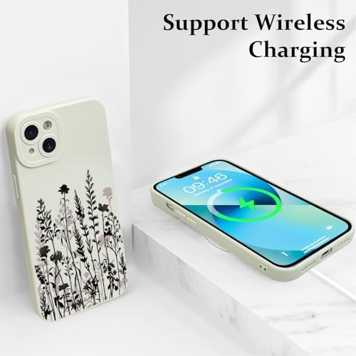 LSL Funda para iPhone 13, diseño de flores moradas, diseño de estampado de flores, TPU suave, lente de cámara completa, anti-caídas, antiarañazos, a prueba de golpes, funda protectora delgada para