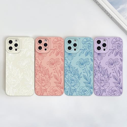 LSL Funda para iPhone 13, diseño de flores moradas, diseño de estampado de flores, TPU suave, lente de cámara completa, anti-caídas, antiarañazos, a prueba de golpes, funda protectora delgada para