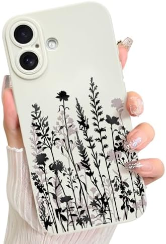 LSL Funda para iPhone 13, diseño de flores moradas, diseño de estampado de flores, TPU suave, lente de cámara completa, anti-caídas, antiarañazos, a prueba de golpes, funda protectora delgada para
