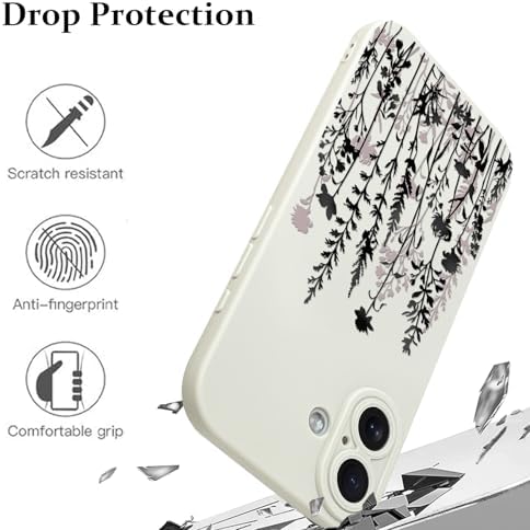 LSL Funda para iPhone 13, diseño de flores moradas, diseño de estampado de flores, TPU suave, lente de cámara completa, anti-caídas, antiarañazos, a prueba de golpes, funda protectora delgada para