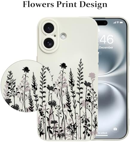 LSL Funda para iPhone 13, diseño de flores moradas, diseño de estampado de flores, TPU suave, lente de cámara completa, anti-caídas, antiarañazos, a prueba de golpes, funda protectora delgada para