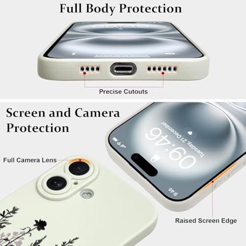 LSL Funda para iPhone 13, diseño de flores moradas, diseño de estampado de flores, TPU suave, lente de cámara completa, anti-caídas, antiarañazos, a prueba de golpes, funda protectora delgada para