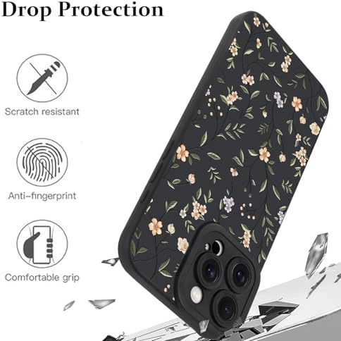 LSL Funda para iPhone 13, diseño de flores moradas, diseño de estampado de flores, TPU suave, lente de cámara completa, anti-caídas, antiarañazos, a prueba de golpes, funda protectora delgada para