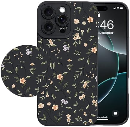 LSL Funda para iPhone 13, diseño de flores moradas, diseño de estampado de flores, TPU suave, lente de cámara completa, anti-caídas, antiarañazos, a prueba de golpes, funda protectora delgada para