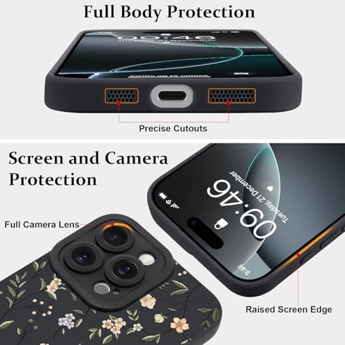 LSL Funda para iPhone 13, diseño de flores moradas, diseño de estampado de flores, TPU suave, lente de cámara completa, anti-caídas, antiarañazos, a prueba de golpes, funda protectora delgada para