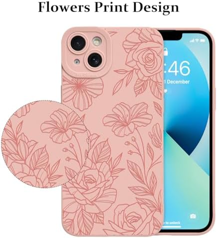 LSL Funda para iPhone 13, diseño de flores moradas, diseño de estampado de flores, TPU suave, lente de cámara completa, anti-caídas, antiarañazos, a prueba de golpes, funda protectora delgada para