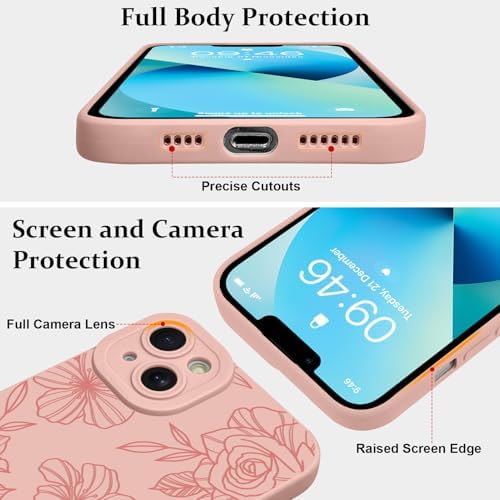 LSL Funda para iPhone 13, diseño de flores moradas, diseño de estampado de flores, TPU suave, lente de cámara completa, anti-caídas, antiarañazos, a prueba de golpes, funda protectora delgada para
