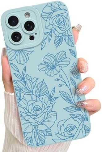 LSL Funda para iPhone 13, diseño de flores moradas, diseño de estampado de flores, TPU suave, lente de cámara completa, anti-caídas, antiarañazos, a prueba de golpes, funda protectora delgada para