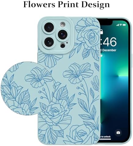 LSL Funda para iPhone 13, diseño de flores moradas, diseño de estampado de flores, TPU suave, lente de cámara completa, anti-caídas, antiarañazos, a prueba de golpes, funda protectora delgada para