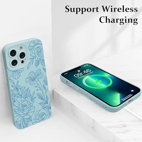 LSL Funda para iPhone 13, diseño de flores moradas, diseño de estampado de flores, TPU suave, lente de cámara completa, anti-caídas, antiarañazos, a prueba de golpes, funda protectora delgada para