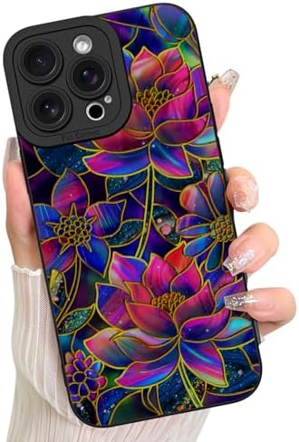 LSL Funda para iPhone 13, diseño de flores moradas, diseño de estampado de flores, TPU suave, lente de cámara completa, anti-caídas, antiarañazos, a prueba de golpes, funda protectora delgada para