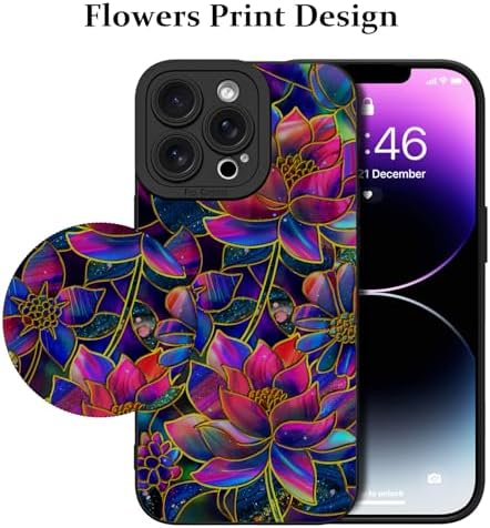 LSL Funda para iPhone 13, diseño de flores moradas, diseño de estampado de flores, TPU suave, lente de cámara completa, anti-caídas, antiarañazos, a prueba de golpes, funda protectora delgada para