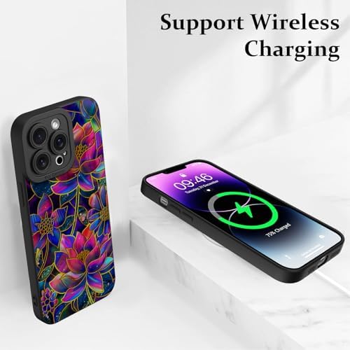 LSL Funda para iPhone 13, diseño de flores moradas, diseño de estampado de flores, TPU suave, lente de cámara completa, anti-caídas, antiarañazos, a prueba de golpes, funda protectora delgada para